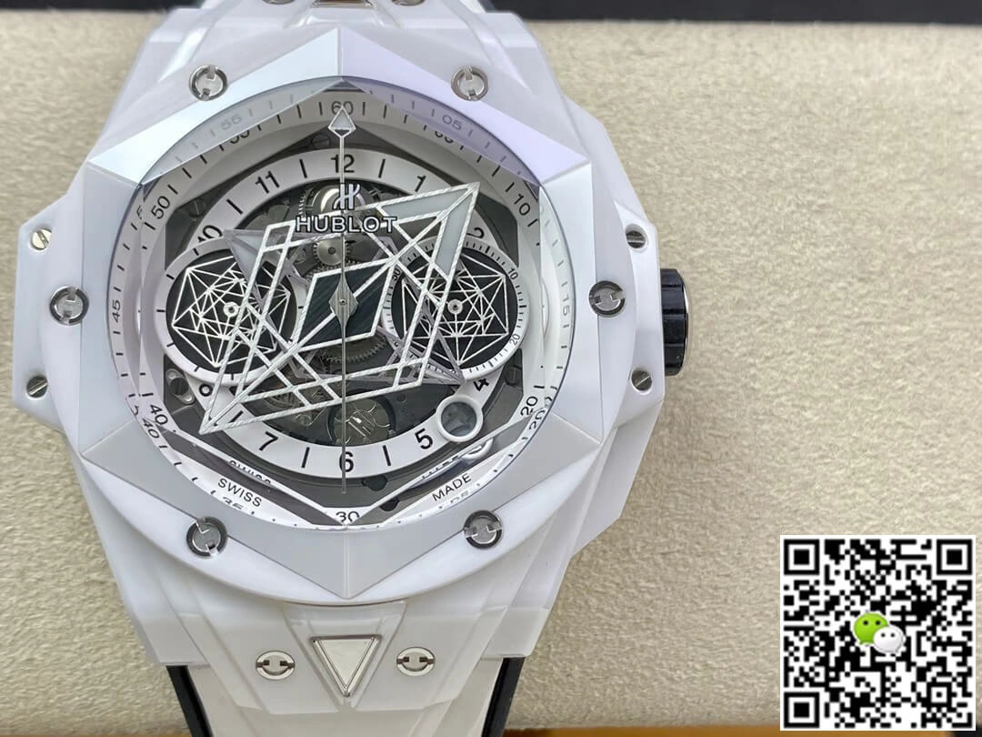 Hublot Big Bang Sang Bleu II 418.HX.2001.RX.MXM21 BB Factory 1:1 Best Edition Replica Watch White Strap